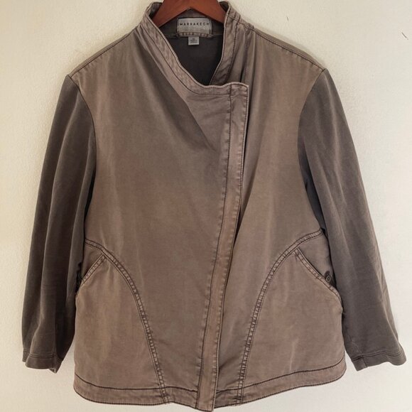 MARRAKECH Brown Moto Jacket with Assymetrical Zipper; Size 1X is NWOT! - Picture 1 of 7